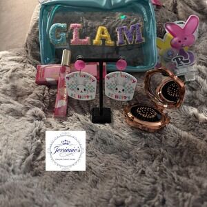 Easter Glam Gift Set Peeps Lip Balm Chenille Makeup Bag Bunny Earrings Socks